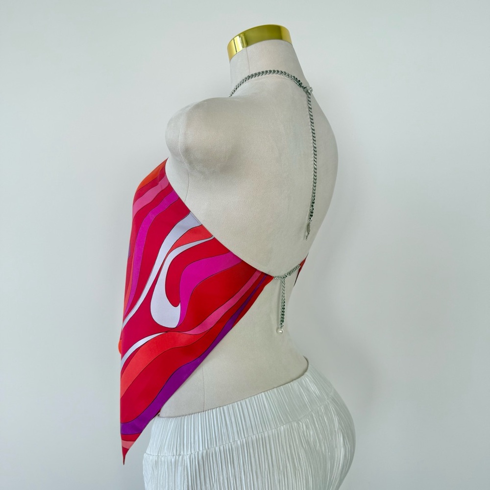 NWT ⭐️ PUCCI Marmo Print Silk Chain Halter Top One Size - Picture 6 of 11